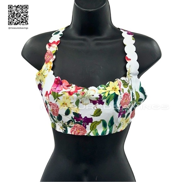 PQ Swim NWT D-Cup Bikini Top - 🌸Summer Hibiscus Reversible Seamless Wave Halter - Picture 8 of 12
